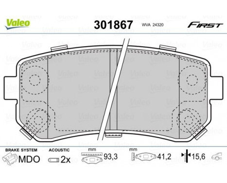 Brake Pad Set, disc brake FIRST 301867 Valeo