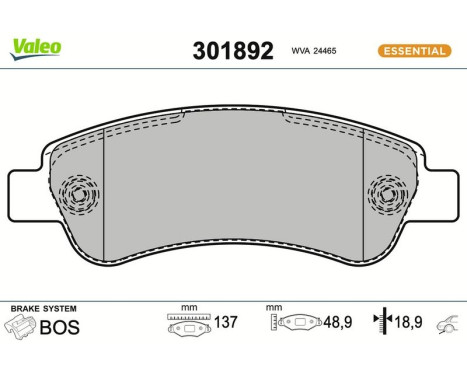 Brake Pad Set, disc brake FIRST 301892 Valeo