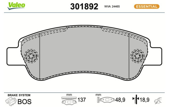 Brake Pad Set, disc brake FIRST 301892 Valeo