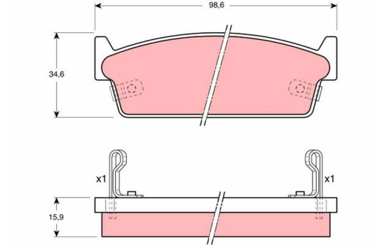 Brake Pad Set, disc brake GDB1002 TRW, Image 2