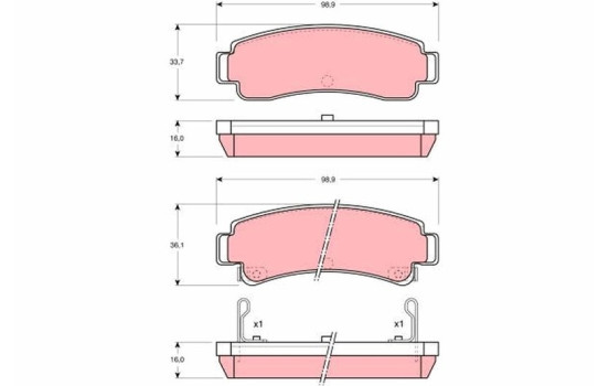 Brake Pad Set, disc brake GDB1014 TRW, Image 2