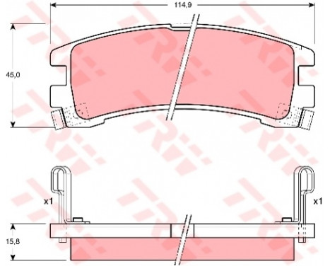 Brake Pad Set, disc brake GDB1018 TRW