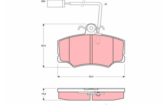 Brake Pad Set, disc brake GDB1045 TRW, Image 2