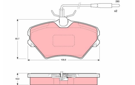 Brake Pad Set, disc brake GDB1087 TRW, Image 2