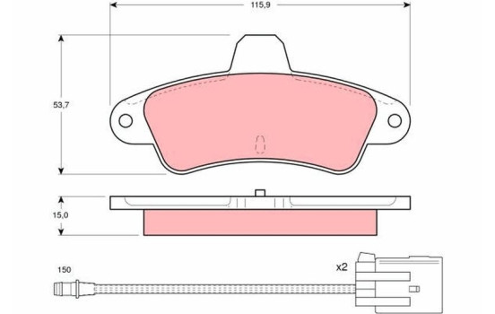 Brake Pad Set, disc brake GDB1112 TRW, Image 2