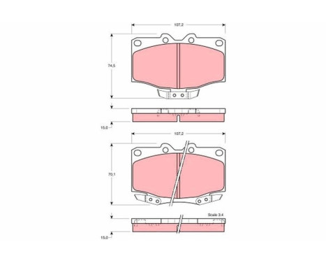 Brake Pad Set, disc brake GDB1133 TRW, Image 2