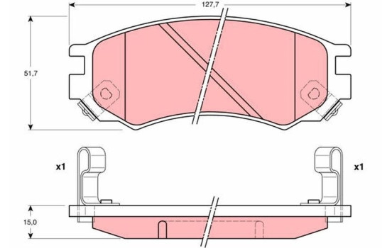 Brake Pad Set, disc brake GDB1175 TRW, Image 2