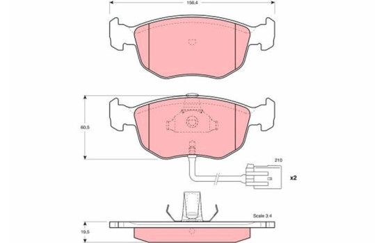 Brake Pad Set, disc brake GDB1213 TRW, Image 2