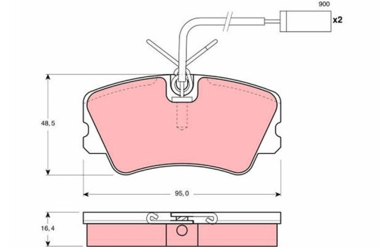 Brake Pad Set, disc brake GDB1251 TRW, Image 2
