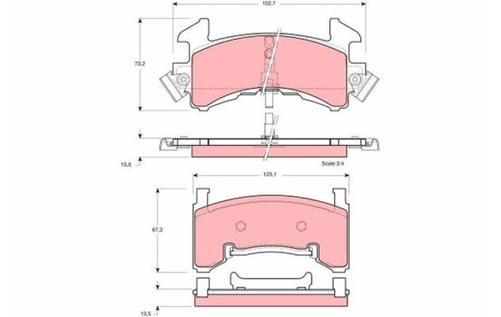 Brake Pad Set, disc brake GDB1272 TRW, Image 2