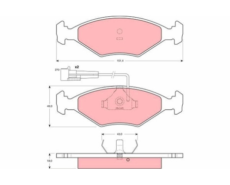 Brake Pad Set, disc brake GDB1347 TRW, Image 2