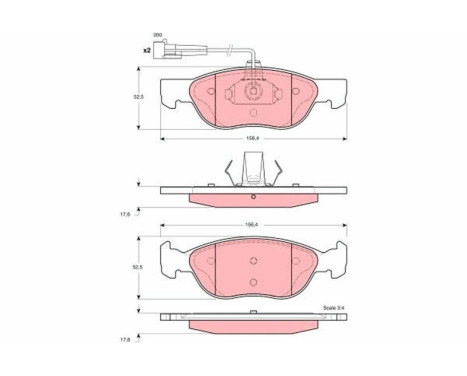 Brake Pad Set, disc brake GDB1364 TRW, Image 2