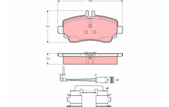 Brake Pad Set, disc brake GDB1480 TRW, Image 2