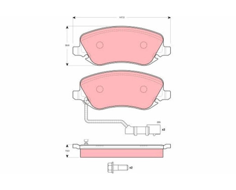 Brake Pad Set, disc brake GDB1489 TRW, Image 2