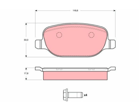 Brake Pad Set, disc brake GDB1490 TRW, Image 2