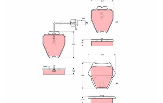 Brake Pad Set, disc brake GDB1505 TRW, Image 2