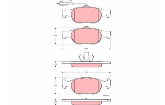 Brake Pad Set, disc brake GDB1564 TRW, Image 2