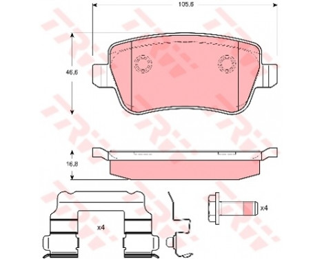 Brake Pad Set, disc brake GDB1638 TRW