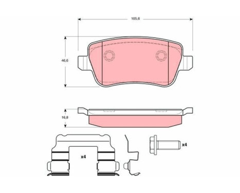 Brake Pad Set, disc brake GDB1638 TRW, Image 2