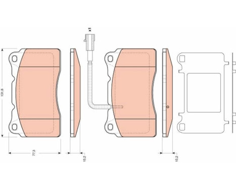 Brake Pad Set, disc brake GDB1645 TRW, Image 2