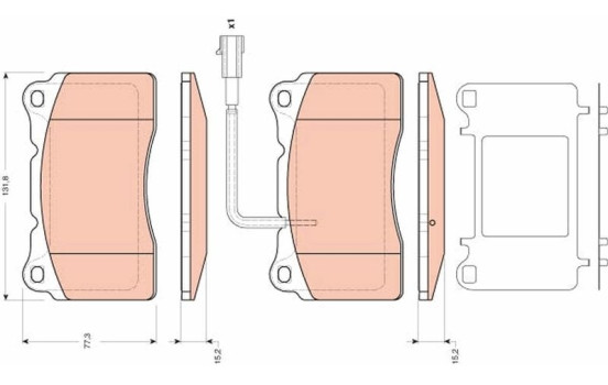 Brake Pad Set, disc brake GDB1645 TRW, Image 2