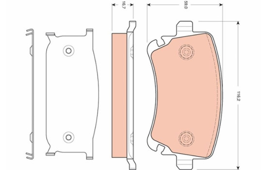 Brake Pad Set, disc brake GDB1661 TRW, Image 2