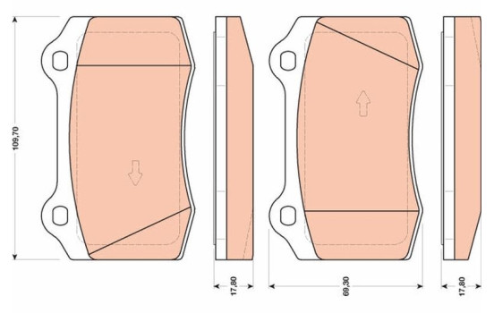 Brake Pad Set, disc brake GDB1772 TRW, Image 2