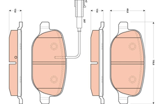 Brake Pad Set, disc brake GDB1851 TRW, Image 2