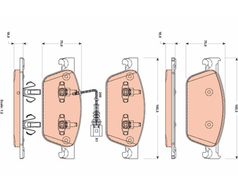 Brake Pad Set, disc brake GDB1887 TRW, Image 2