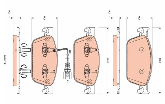 Brake Pad Set, disc brake GDB1887 TRW, Image 2