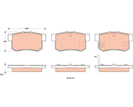 Brake Pad Set, disc brake GDB1923 TRW, Image 2