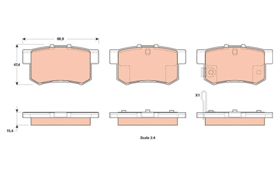 Brake Pad Set, disc brake GDB1923 TRW, Image 2