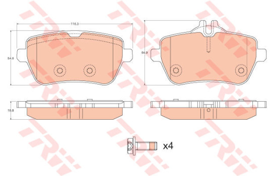 Brake Pad Set, disc brake GDB2014 TRW