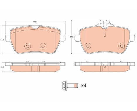 Brake Pad Set, disc brake GDB2014 TRW, Image 2