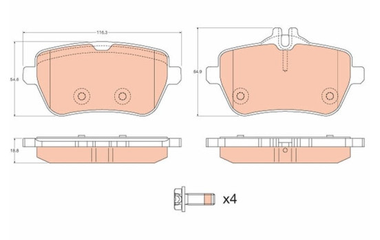 Brake Pad Set, disc brake GDB2014 TRW, Image 2