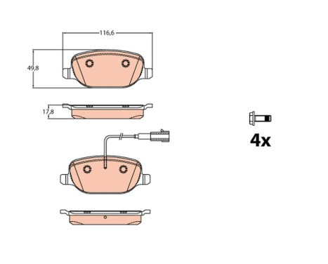 Brake Pad Set, disc brake GDB2077 TRW