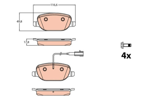 Brake Pad Set, disc brake GDB2077 TRW