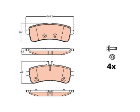 Brake Pad Set, disc brake GDB2079 TRW, Image 2