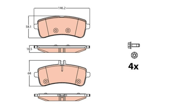 Brake Pad Set, disc brake GDB2079 TRW, Image 2