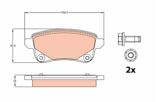 Brake Pad Set, disc brake GDB2082 TRW