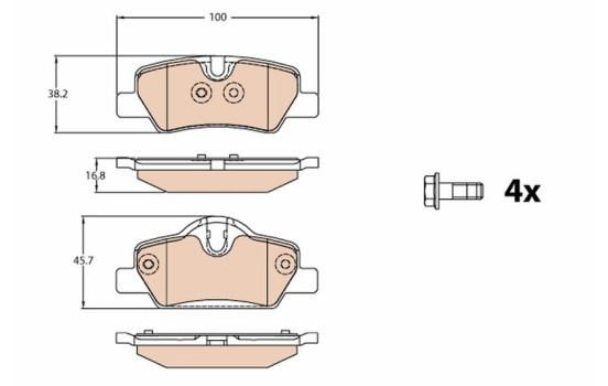 Brake Pad Set, disc brake GDB2088 TRW, Image 2