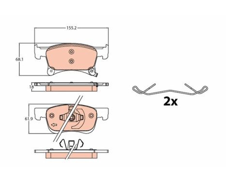 Brake Pad Set, disc brake GDB2091 TRW, Image 2