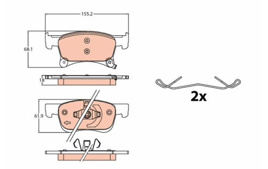 Brake Pad Set, disc brake GDB2091 TRW, Image 2