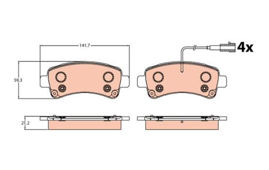 Brake Pad Set, disc brake GDB2106 TRW