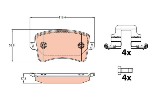 Brake Pad Set, disc brake GDB2107 TRW, Image 4