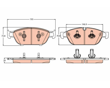 Brake Pad Set, disc brake GDB2113 TRW