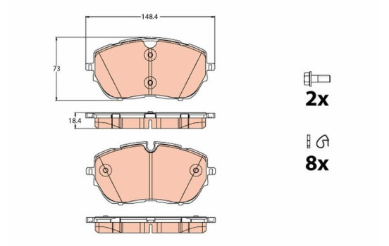 Brake Pad Set, disc brake GDB2121 TRW