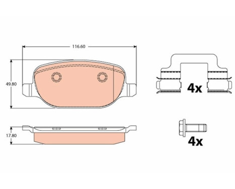 Brake Pad Set, disc brake GDB2129 TRW