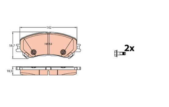 Brake Pad Set, disc brake GDB2152 TRW, Image 2
