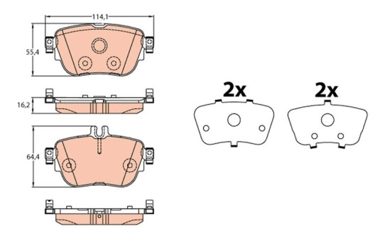 Brake Pad Set, disc brake GDB2155 TRW, Image 2